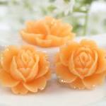 Orange Rose Resin Cabochon..