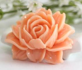  Large Light Orange Flower Resin Cabochons 2pc
