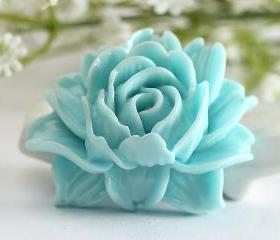 Large Skyblue Flower Resin Cabochons 2pc