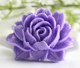 Large Purple Flower Resin Cabochons 2pc