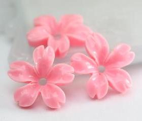 Pink Cherry Blossoms Resin Cabochons 8pc