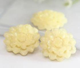 Cream Flower Resin Cabochons 8pc