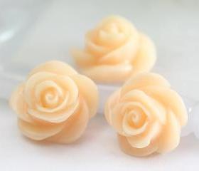Beige Rose Resin Cabochons 8pc