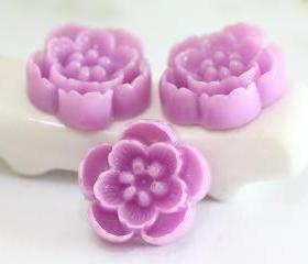  Lavender Cherry Blossoms Resin Cabochons 6pc