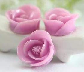 Lilac Rose Resin Cabochons 12pc