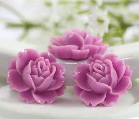 Lilac Rose Resin Cabochons 6pc