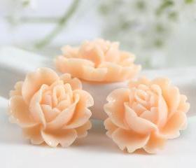 Light Orange Rose Resin Cabochons 6pc