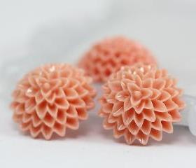 Light Coral Dahlia / Mums Flower Resin Cabochons 10pc